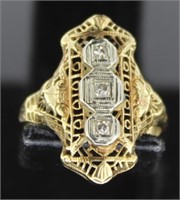 10kt Gold Antique Diamond Ring