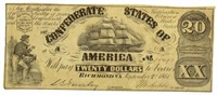 1864 Confederate States $20 Note