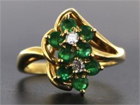 14kt Gold Antique Emerald & Diamond Ring