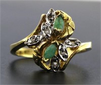 10kt Gold Natural Emerald & Diamond Ring