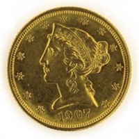 1907 Liberty Head $5 Gold Piece