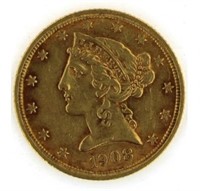 1908 Liberty $5 Gold Piece