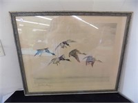 Leon Danchin Signed Print "Five Flying Ducks"