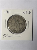 1911 Silver Newfoundland 50 Cent Coin