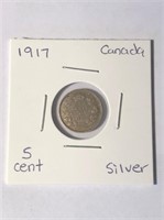 1917 Silver Canadian 5 Cent Coin