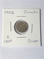 1902 Silver Canadian 5 Cent Coin