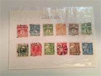 12 Old Stamps From Denmark