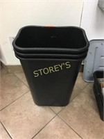 3 Black Trash bins