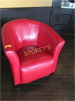 Red Faux Leather Occasional Chair