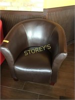 Brown Faux Leather Arm Chair