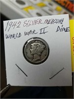 1942 silver mercury dime