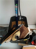 Broom handles, mop head, air pump