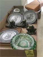 2 TRAY LOTS: PEWTER COLLECTIBLE PLATES,