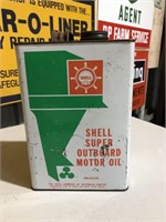 Shell super outboard gallon oil tin