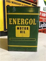 Energol gallon oil tin