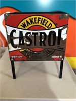 Original Wakefield Castrol sign & rack stand