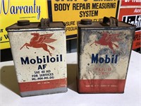 Mobiloil AF & Mobil fluid gallon tins