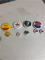 9 x drum caps, Shell, Neptune, Ampol & Caltex