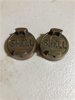 2 x Shell running board tins brass caps