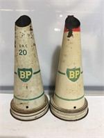 2 x BP  oil bottle tin tops