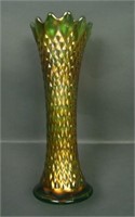 9 3/4” Tall N Diamond Point Swung Vase – Green