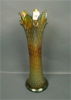 10 5/8” Tall N Diamond Point Swung Vase – Green