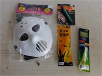Halloween Lot-Mask, Make-Up Kit, Glow Sticks