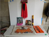 Halloween Lot-Rug, Ghoul Mask, Glow Stick & More