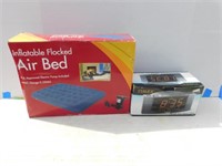 Inflated Flocked Airbed & Timex Twin Alarm Clock