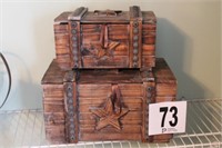 TWO WOODEN DECORATIVE BOXES