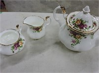 Royal Albert Tea Pot, Cream& Sugar