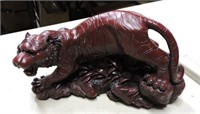 Heavy Stoneware Carved Tiger, 12" L