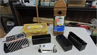 Cigar Box, Bird Feeder, Camera, etc.