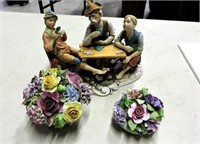Porcelain Figurine & Flower Baskets
