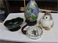 Painted Egg, Owl, Swan Dish, etc.