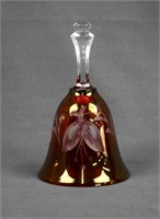 Cranberry Cut to Clear Crystal Bell