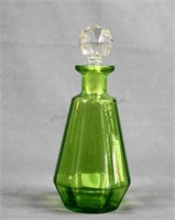 Mid Century Blown Glass Olive Green Perfume Bottle