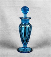 Mid Century Aqua Blue Glass Perfume Bottle