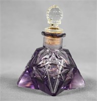 Czech Cut Amethyst Glass Perfume Bottle
