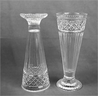 Pair of 10 in Tall Crystal Candle Holders or Vases