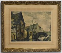 Alfred Van Neale Signed Vivitone Color Etching