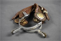Partrade Ladies Engraved Spurs with Jeweled Straps
