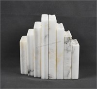 Mid Century White Marble Book Shape Bookends