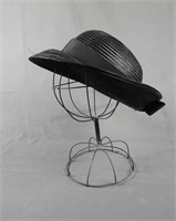 John Frederics Black Straw Ladies Hat ca1950