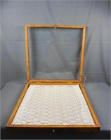 Large Counter Top Wood Display Case with Lace