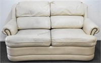 La Z Boy White Leather Love Seat Sofa