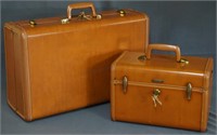 Vintage Samsonite Brown Leather Suitcases