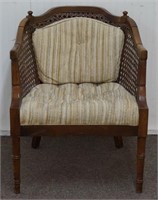 Vintage Harwood and Cane Barrel Chair