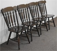 4 Dark Stained Oak Dining Chairs