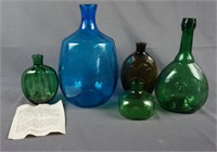 5 Blown Art Glass Bottle Collection